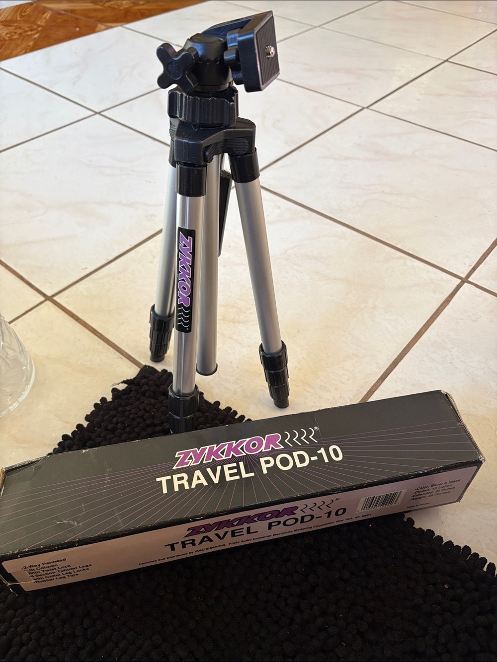 Travel Pod-10 Compact Camera Tripod in Silver & Black